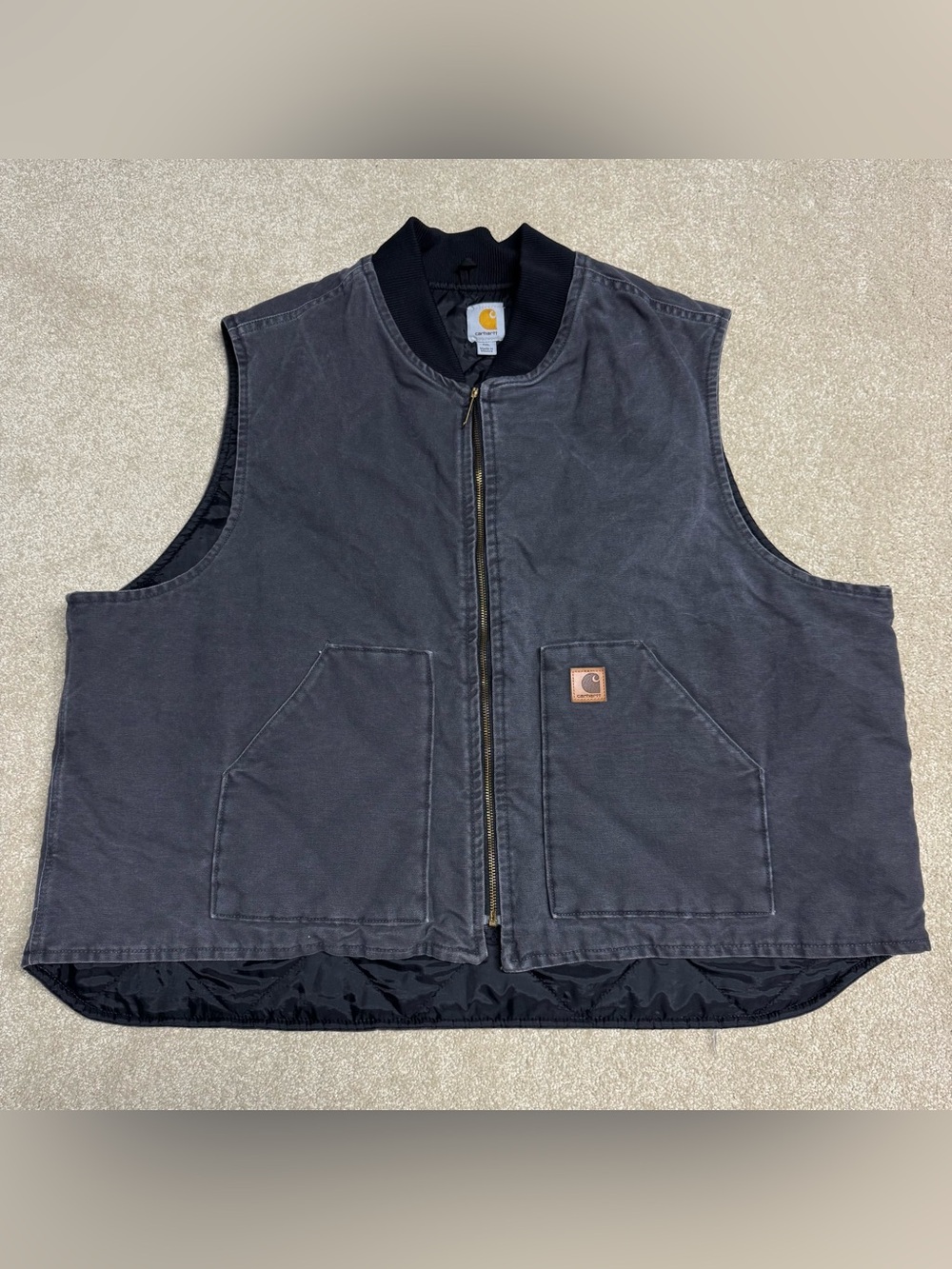 Carhartt Quilt Lined Artic Vest V02-029 Men’s 4XL Jacket Gray Full Zip Pockets